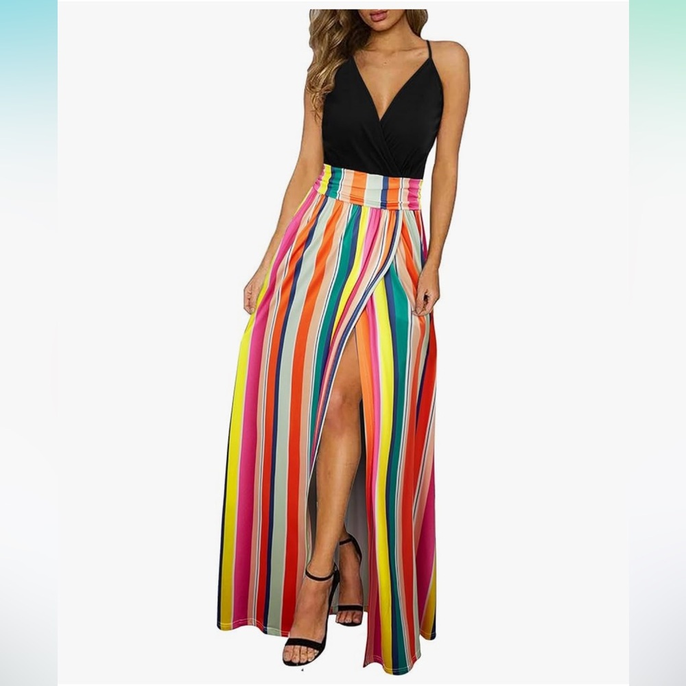 Multicolor Striped Maxi Dress